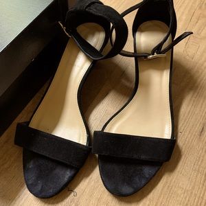 Suede JCREW 2 inch wedge sandals in BLACK